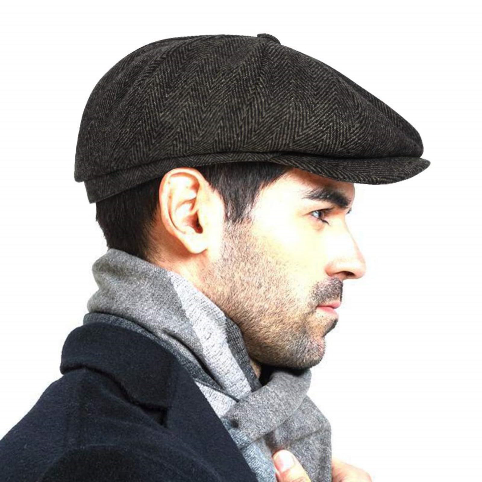 Men's Vintage Newsboy Gatsby Hat Blend Wool Flat Ivy Cabbie Autumn Winter Cap Boyfriend Gift M