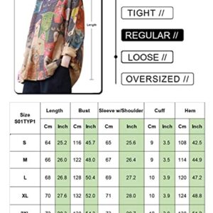 YESNO Women Sweater Graphic Oversized Pullover Sweaters Casual Loose Long Sleeve Knit Tops M S01 CR31