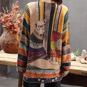 YESNO Women Sweater Graphic Oversized Pullover Sweaters Casual Loose Long Sleeve Knit Tops M S01 CR31