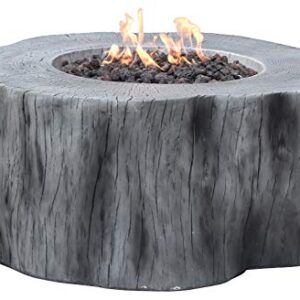 Elementi Manchester Outdoor Gas Firepit Table 42 Inches Natural Gas Fire Pit Patio Heater Concrete High Floor Clearance Firepits Outside Electronic Ignition Backyard Fireplace Cover Lava Rock Included