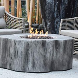 Elementi Manchester Outdoor Gas Firepit Table 42 Inches Natural Gas Fire Pit Patio Heater Concrete High Floor Clearance Firepits Outside Electronic Ignition Backyard Fireplace Cover Lava Rock Included