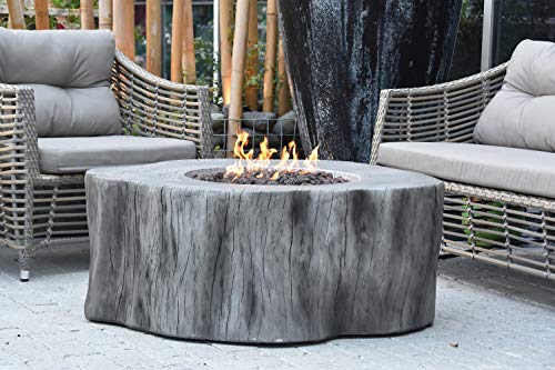 Elementi Manchester Outdoor Gas Firepit Table 42 Inches Natural Gas Fire Pit Patio Heater Concrete High Floor Clearance Firepits Outside Electronic Ignition Backyard Fireplace Cover Lava Rock Included