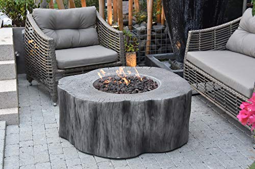 Elementi Manchester Outdoor Gas Firepit Table 42 Inches Natural Gas Fire Pit Patio Heater Concrete High Floor Clearance Firepits Outside Electronic Ignition Backyard Fireplace Cover Lava Rock Included