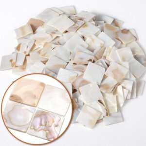 MDLUU 350Pcs Mother of Pearl Mosaic Tiles, Natural Shell Tiles, Square Mosaic Pieces for Home Decoration, Crafts, 0.8"(L) x 0.8"(W) x 0.078"(T)