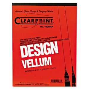 clearprint 1000h design vellum pad, 16 lb, 100% cotton, 8-1/2 x 11 inches, 50 sheets, translucent white, 1 each (10001410) (4)