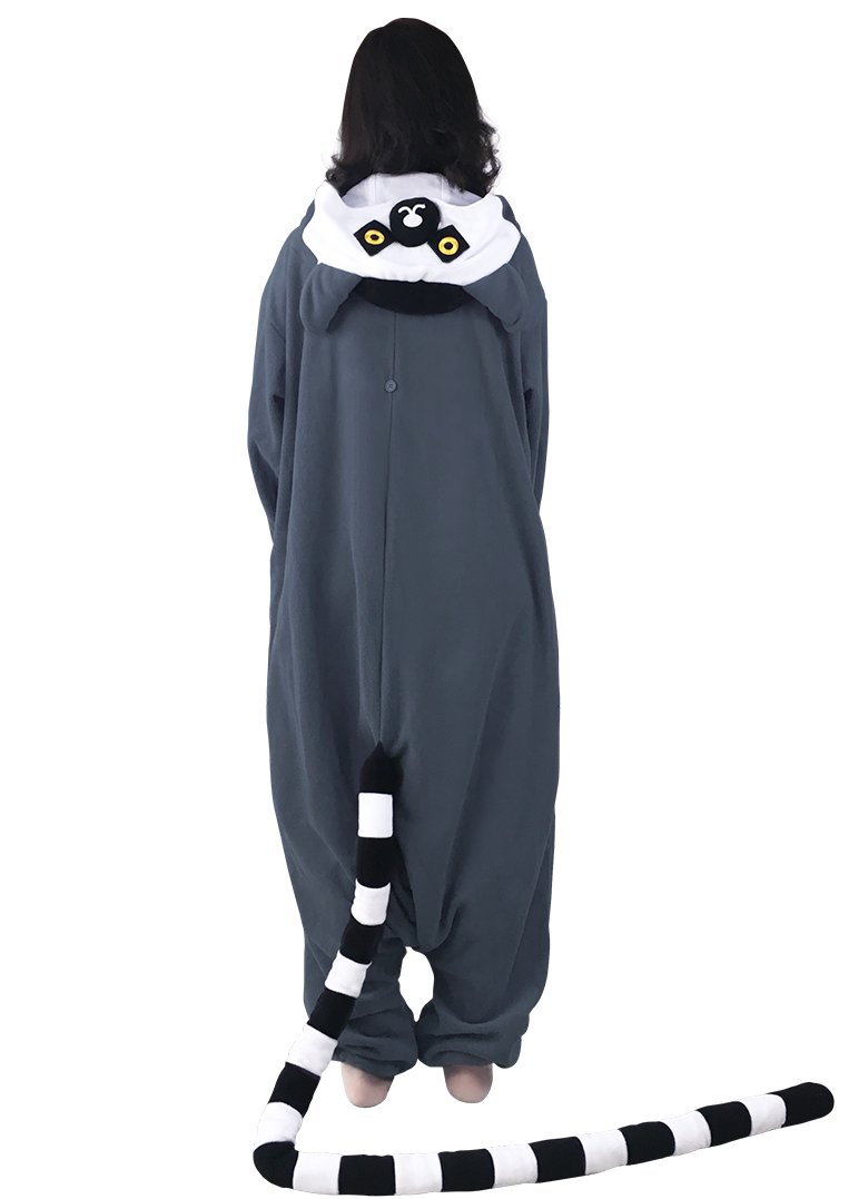 DOITNOW Lemur Pajamas Unisex Adult Jumpsuit Animal Cosplay Costumes (XXL, Gray)