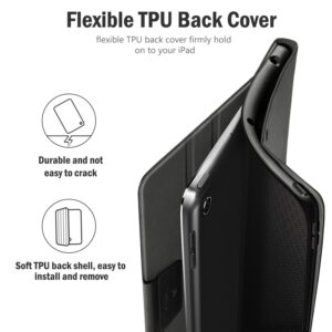 Antbox Case for iPad 9th Generation/iPad 8th Generation with Pencil Holder Vegan Leather Smart Cover for iPad 10.2'' 9th/8th/7th Gen (Black)