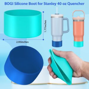 BOGI 2Pcs Silicone Boot for Stanley 40 oz Quencher & Stanley IceFlow 20oz 30oz, Noise Protective Silicone Boot for Water Bottle Anti-Slip Silicone Water Bottle Bottom Sleeve Cover for Stanley Tumbler