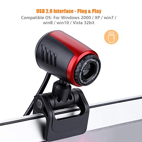 ASHATA Webcam 0.3MP, USB2.0 Web Camera Cam with MIC 360° for Computer PC Laptop for Skype/for MSN for Windows 2000 / XP / win7 / win8 / win10 / Vista 32bit