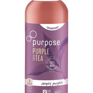 Purpose Tea - Bottled Iced Tea, All Natural Brewed Organic Purple Leaves, Unsweetened, Pure, Non-GMO, High in Antioxidants and Anthocyanins, Healthy Drinks - 16 oz (Variety Pack, 12 Pack)