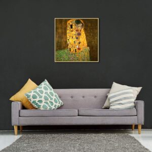 Wieco Art Framed Art the Kiss by Gustav Klimt Famous Oil Paintings Reproductions Modern Giclee Canvas Prints Canvas Wall Art with Golden Picture Frames for Wall Decor Home Decorations