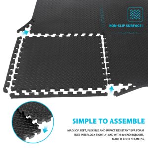 Oteymart 24 Pieces Puzzle Exercise Mat Extra Thick 3/4 Inches EVA Foam Interlocking Tiles Floor Gymnastics Mat Fitness Equipment Mat for Home Protective Flooring Cushion(96 Square feet)