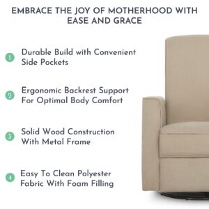 Evolur Raleigh Upholstered Plush Seating Glider Swivel, Rocker, Recliner, Glider for Nursery in Fawn, Greenguard Gold Certified, Modern Nursery Recliner, Environmentally Conscious Glider