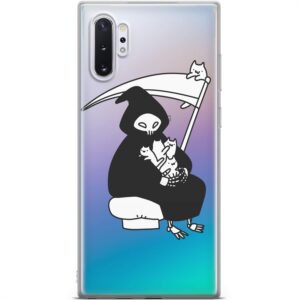 Mertak Case Compatible with Samsung Galaxy A73 A72 5G A71 A70 A53 A52 A32 A50 A21s Grim Reaper Flexible TPU Protective Lightweight Cats Design Girls Scythe Cover Death Slim Silicone Funny Women