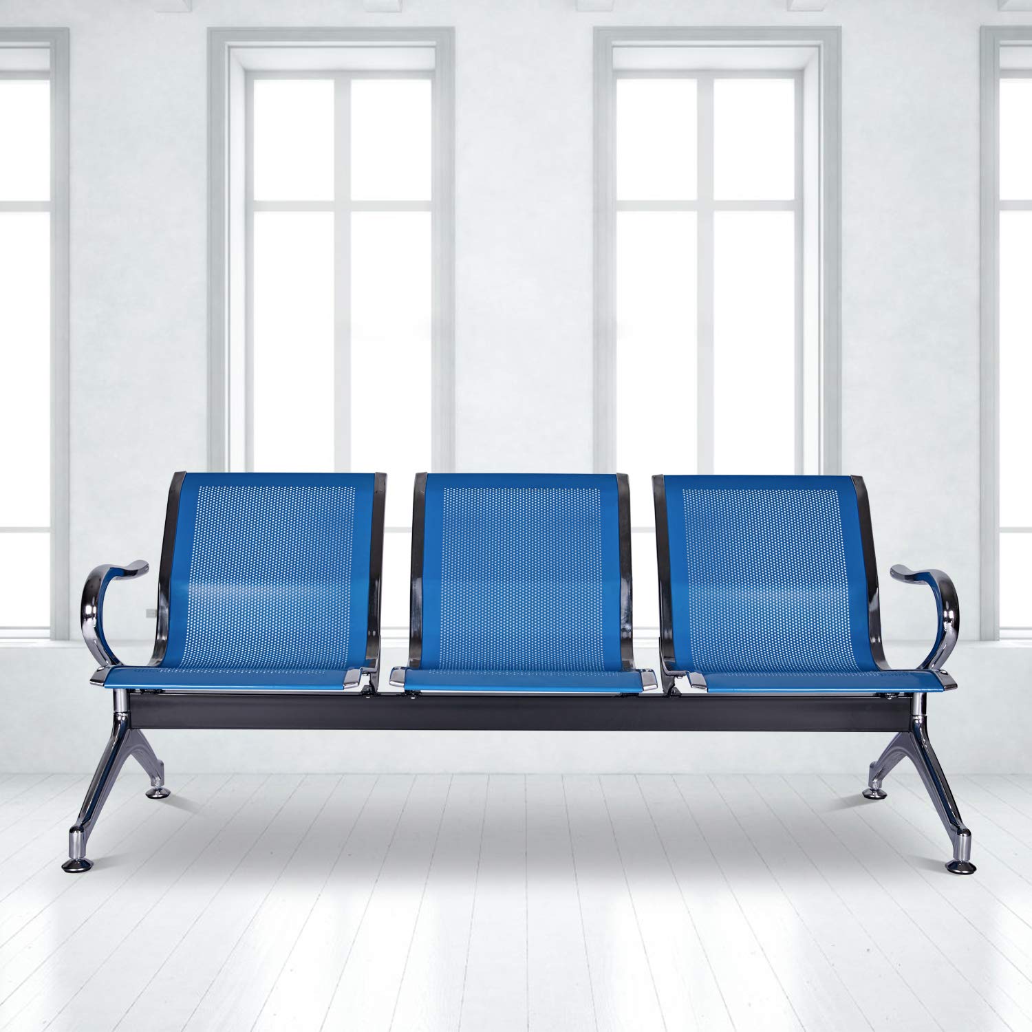 kinbor Reception Bench Seating Airport Chairs Waiting Area Bench Seating with Arms for Office, Bank, Hospital, School, Barbershop