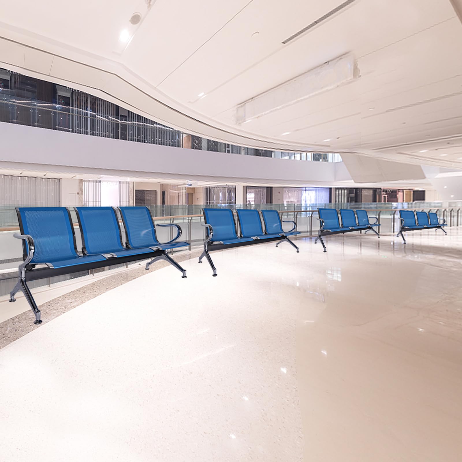 kinbor Reception Bench Seating Airport Chairs Waiting Area Bench Seating with Arms for Office, Bank, Hospital, School, Barbershop