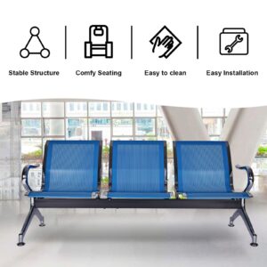 kinbor Reception Bench Seating Airport Chairs Waiting Area Bench Seating with Arms for Office, Bank, Hospital, School, Barbershop