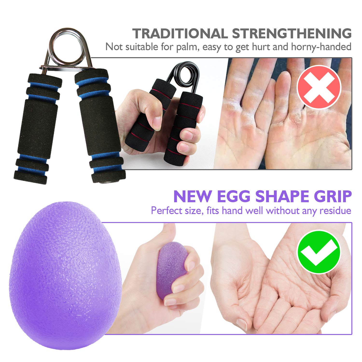 Peradix Hand Grip Strength Trainer, Stress Relief Ball for Adults and Kids, Wrist Rehab Therapy Hand Grip Equipment Ball Squishy Tools - Set of 3 Finger Resistance Exercise Squeezer