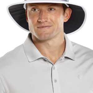 Coolibar UPF 50+ Men's Women's Fore Golf Hat - Sun Protective (Medium/Large- White/Steel Grey)