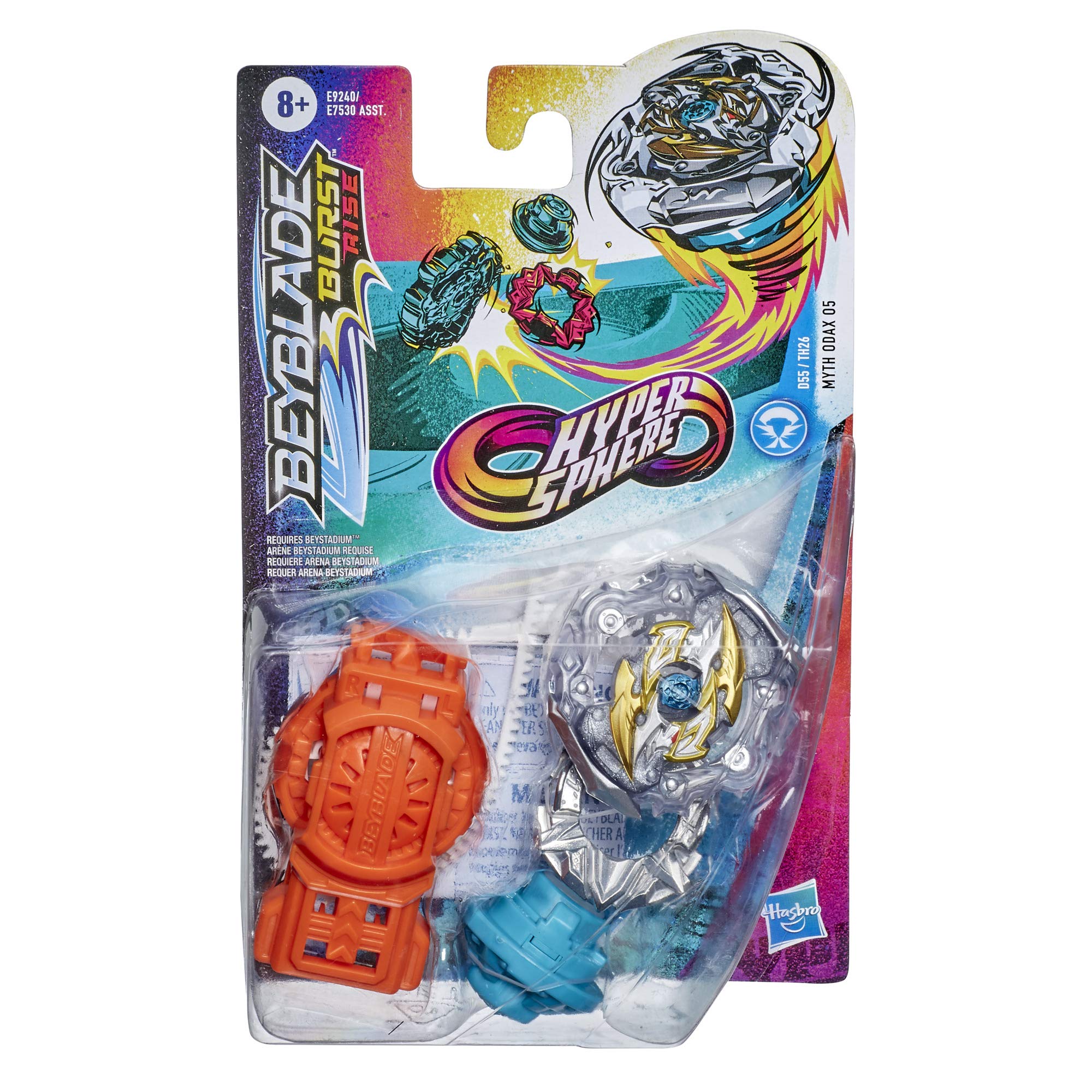 Beyblade Burst Rise Hypersphere Myth Odax O5 Starter Pack - Attack Type Battling Top Toy and Right/Left-Spin Launcher, Ages 8 and Up