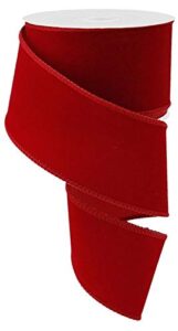 wired ribbon 2.5 inches x 10 yards red outdoor velvet for wreaths, floral arrangements, gift wrapping, crafting