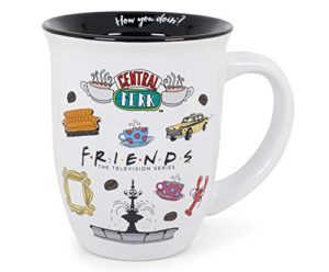 silver buffalo friends central perk logo wide rim ceramic mug, 16 ounces