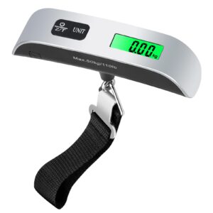 vigind digital luggage weight scale,110lbs portable handheld scale with backlit lcd display&hook,suitcase scale with temperature senso,travel essentials accessories for travel - battery included