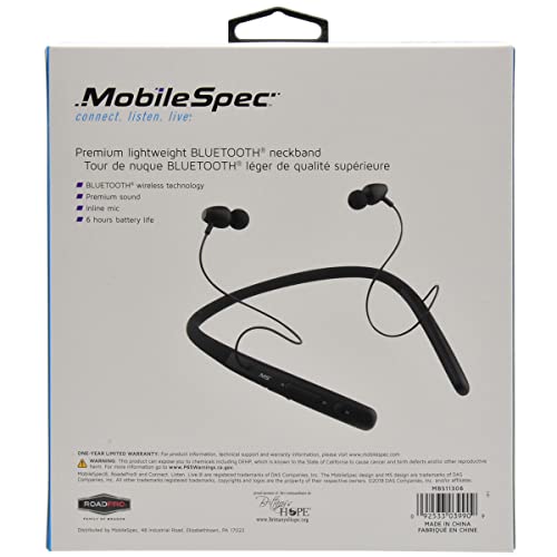 MobileSpec MBS11306 Premium Lightweight Bluetooth Neckband - Black