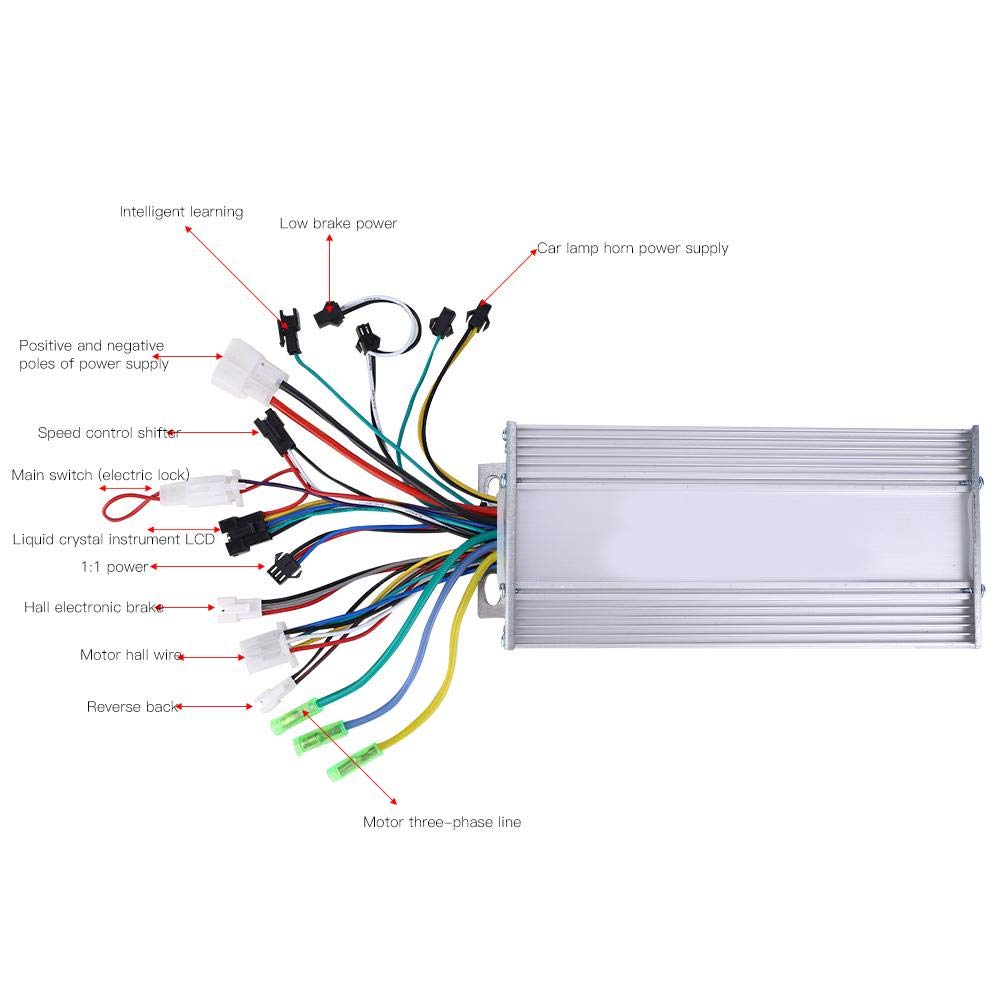 Junluck Motor Brushless Controller + LCD Display, Waterproof LCD Display Panel 5 Gear Adjustable Electric Bicycle E-Bike Scooter Brushless Controller Kit(1000W 60V)