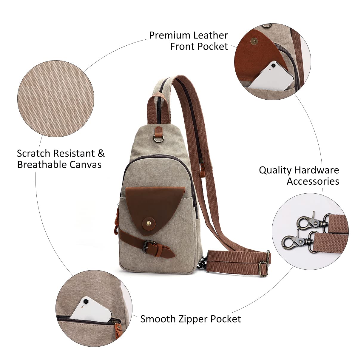 KL928 Canvas Sling Bag Crossbody Backpack Shoulder Casual Rucksack for Men Women