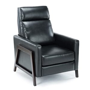comfort pointe maxton black faux leather manual push back recliner