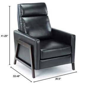 Comfort Pointe Maxton Black Faux Leather Manual Push Back Recliner