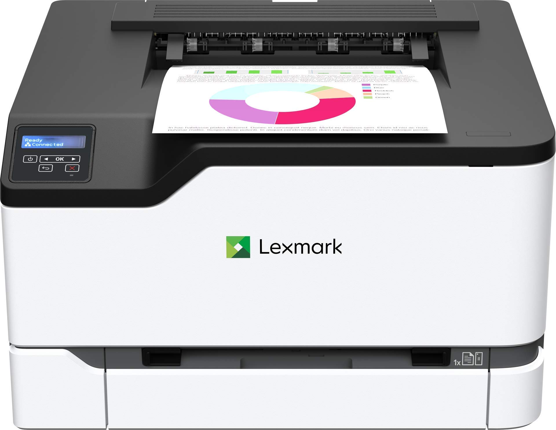 Lexmark C3326dw Color Laser Printer with Wireless Capabilities, Standard Two-Sided Printing, Two Line LCD Screen with Full-Spectrum Security and Prints Up to 26 ppm (40N9010) (Renewed)