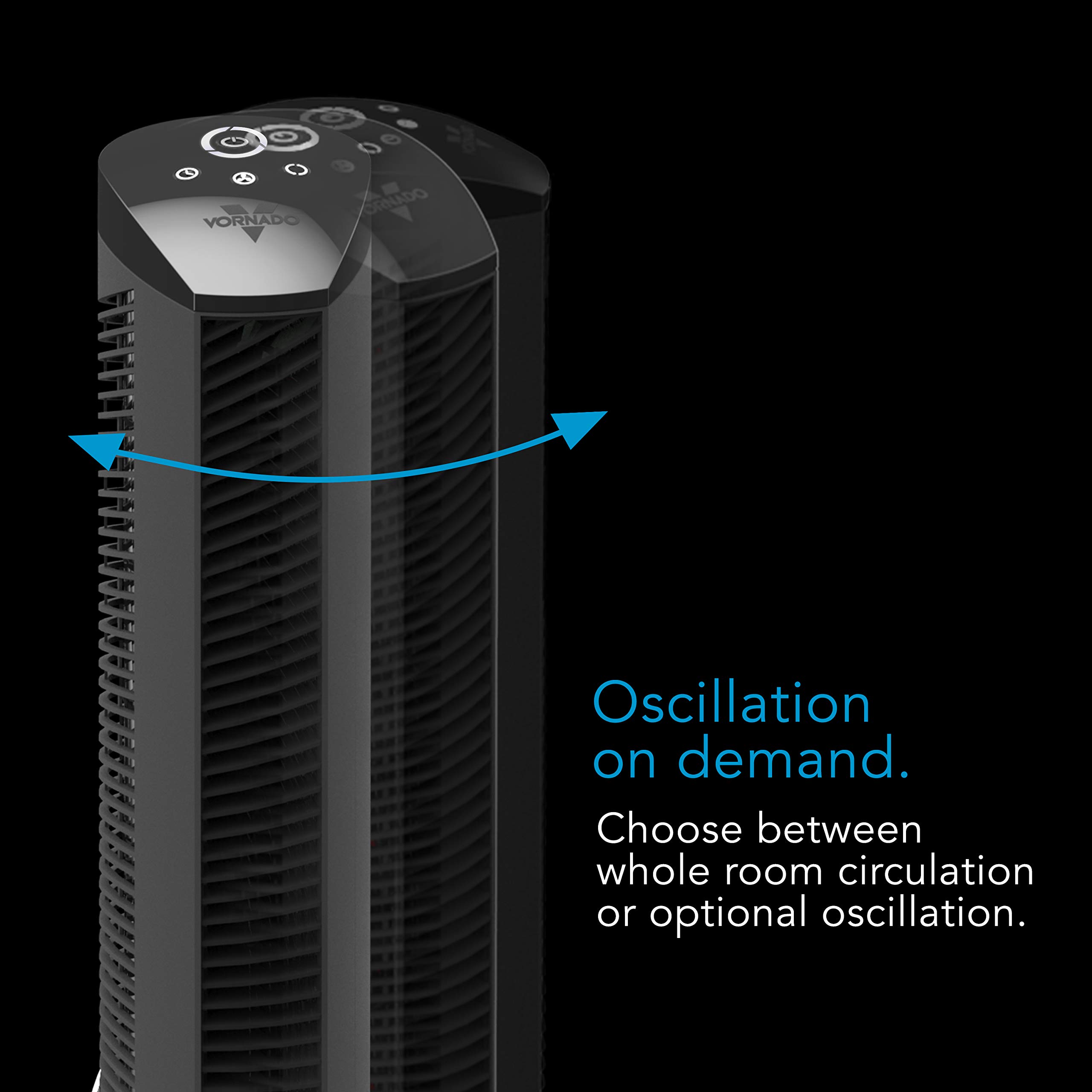 Vornado OSCR32 32" Oscillating Air Circulator Tower Fan with Remote Control, Timer, Standalone, Black