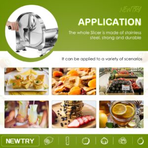 NEWTRY Commercial Vegetable Slicer Manual Potato Slicing Machine Fruit Cutter Onion Slicer 0-15/32 inch Stainless Steel