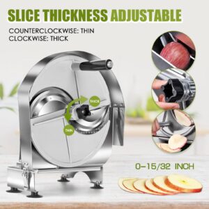 NEWTRY Commercial Vegetable Slicer Manual Potato Slicing Machine Fruit Cutter Onion Slicer 0-15/32 inch Stainless Steel