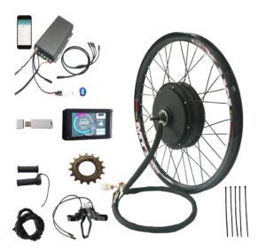 nbpower programmable tft color display ebike 72v 5kw rear wheel electric bicycle motor kit 72v 5000w electric bike conversion kit (24inch)