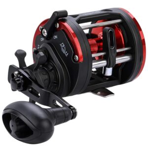 sougayilang trolling reel level wind conventional reel graphite body fishing reel, durable stainless-steel, large line capacity-dtr30 right handle