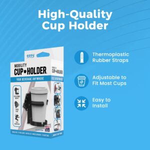 Mobility Cup Holder For Adults - Portable Drink Holder for Wheelchair - Compatible with Walker, Rollator, Transport Chair or Scooter - Easy to Install, Removable, Adjustable & Foldable Cup Carrier