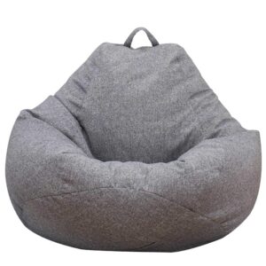 bean bag chair sofa cover(no filler), lazy lounger high back large bean bag storage chair cover sack for adults and kids without filling (dark gray, xl)