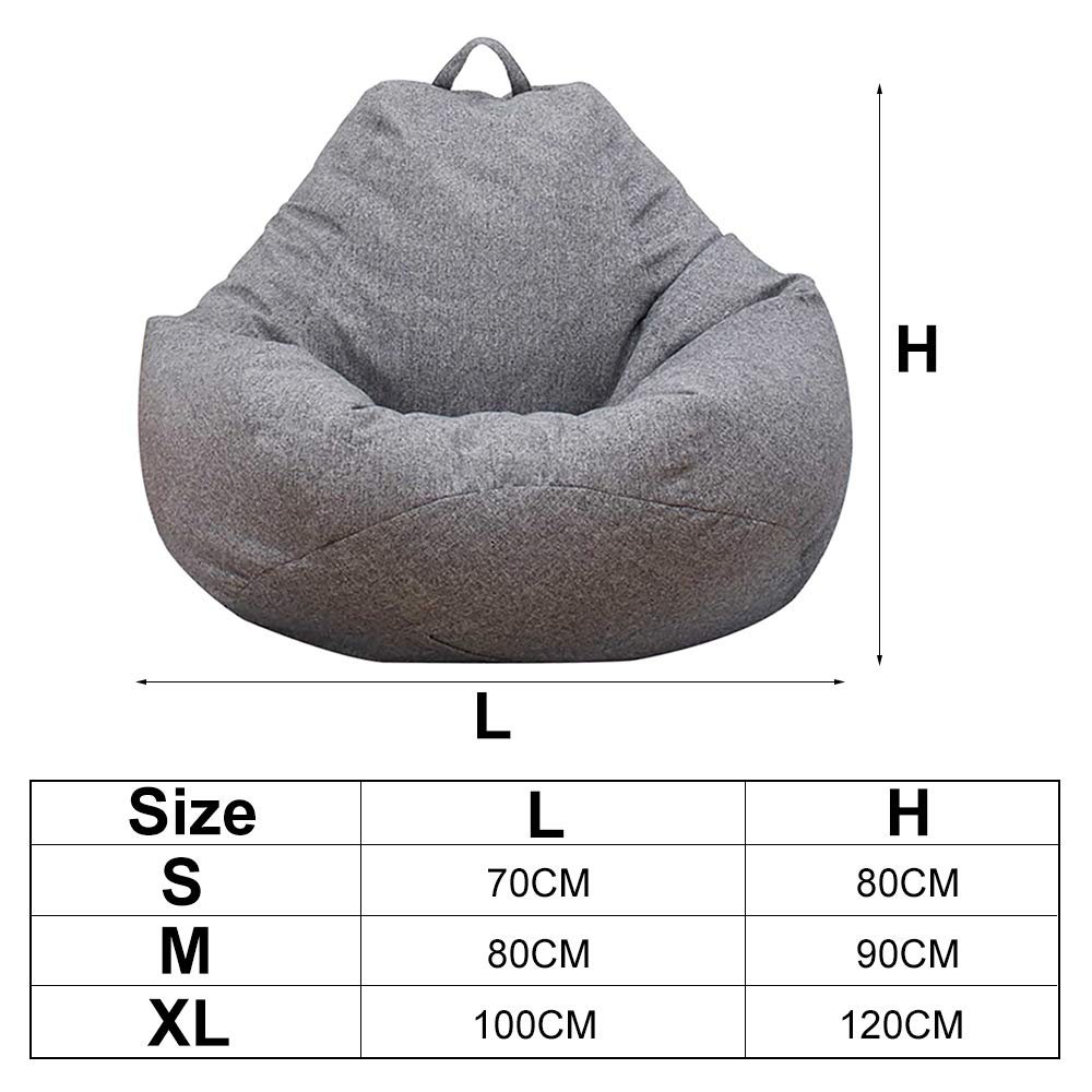 Bean Bag Chair Sofa Cover(No Filler), Lazy Lounger High Back Large Bean Bag Storage Chair Cover Sack for Adults and Kids without Filling (Dark Gray, XL)