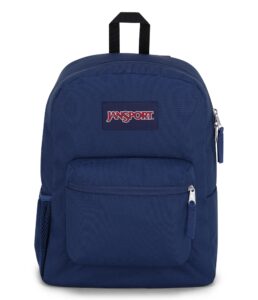jansport cross town backpack, navy, 17" x 12.5" x 6" - simple bag with 1 main compartment, front utility pocket - premium accessories