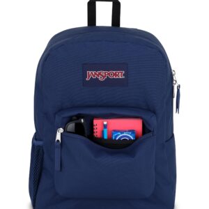 JanSport Cross Town Backpack, Navy, 17" x 12.5" x 6" - Simple Bag with 1 Main Compartment, Front Utility Pocket - Premium Accessories