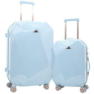 kensie women's shiny diamond hardside spinner luggage, sky blue, 2-piece set (20/28)