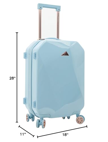 kensie Women's Shiny Diamond Hardside Spinner Luggage, Sky Blue, 2-Piece Set (20/28)