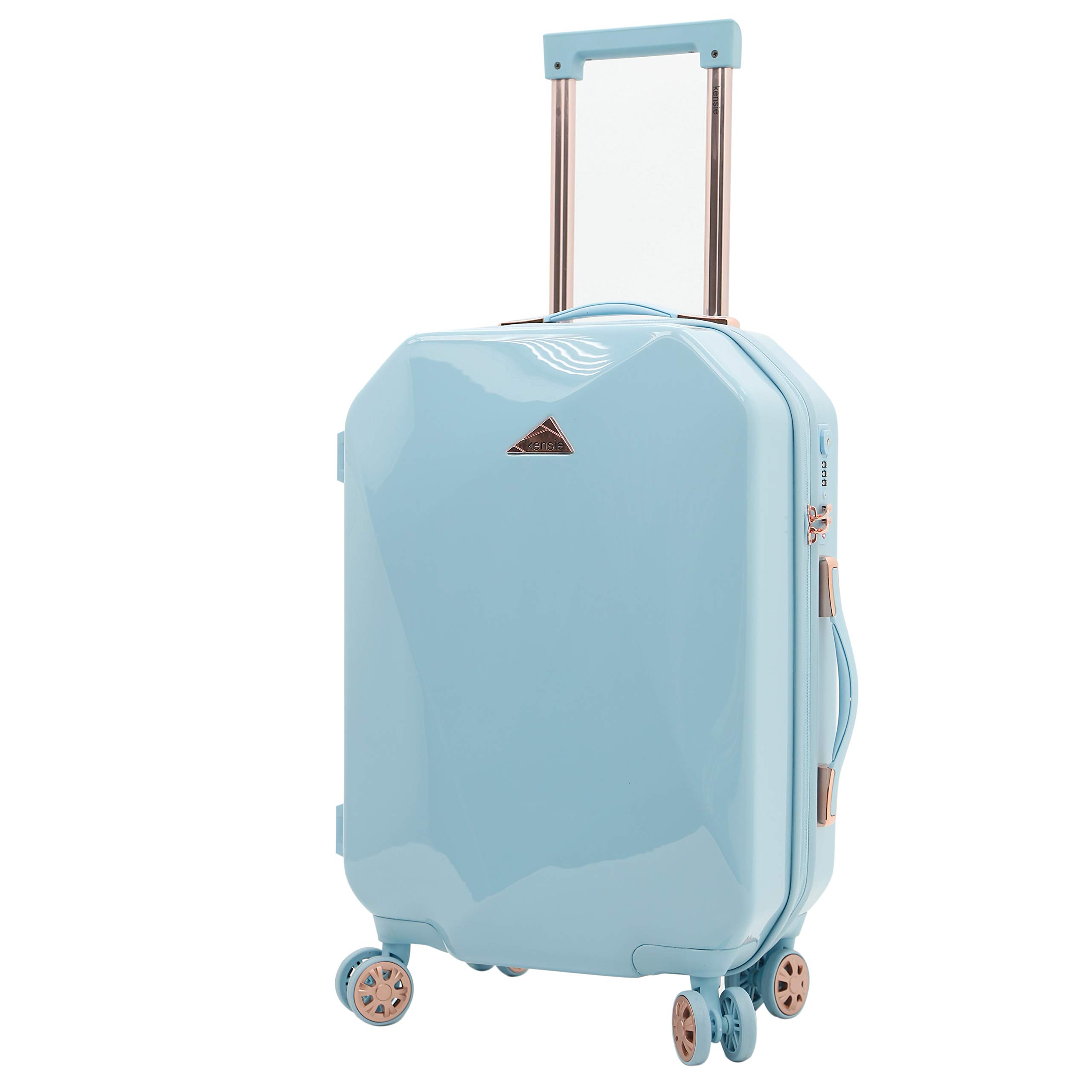 kensie Women's Shiny Diamond Hardside Spinner Luggage, Sky Blue, 2-Piece Set (20/28)