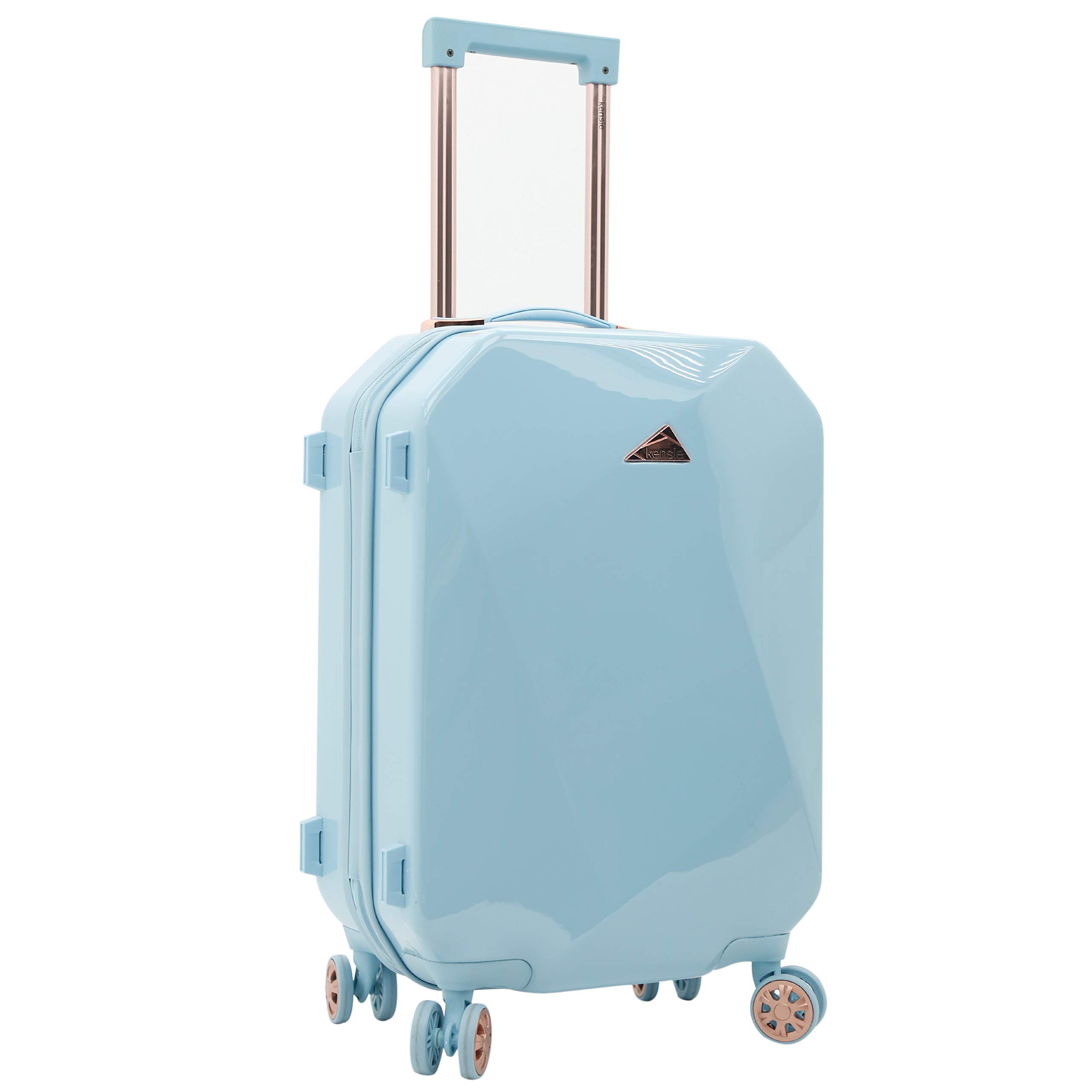 kensie Women's Shiny Diamond Hardside Spinner Luggage, Sky Blue, 2-Piece Set (20/28)