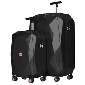 kensie women's gemstone luggage, black, 2 piece set (28"/20")