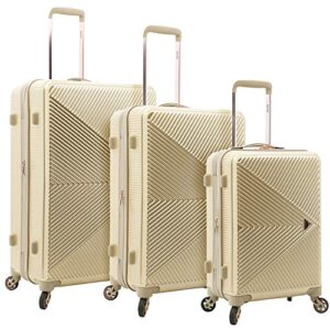 kensie women's dawn hardside spinner luggage, pale gold, 3-piece set (20/24/28)