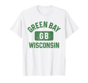 green bay wisconsin gb gym style distressed green print t-shirt